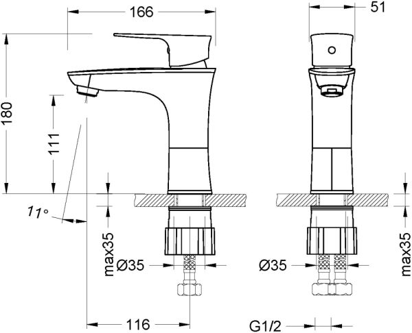 Неро LM0206C Смеситель для умывальника монолитный, хром