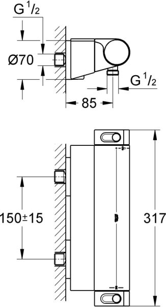 Grohtherm 2000 NEW Смеситель термостат для Душа с полкой