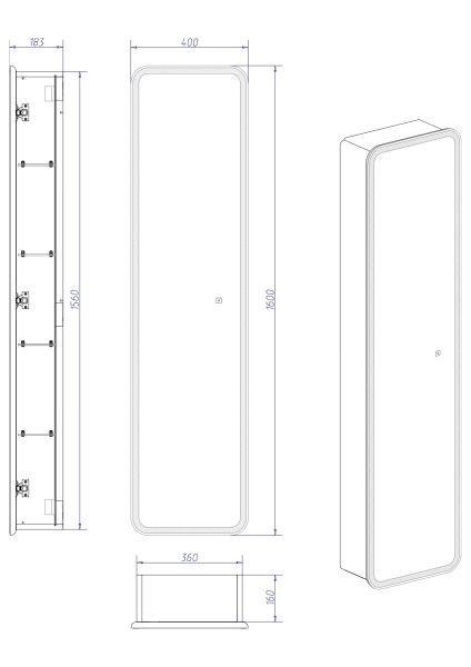 Зеркало-пенал Lorenzo LED 400х1600 универсальный с сенсором ЗЛП967