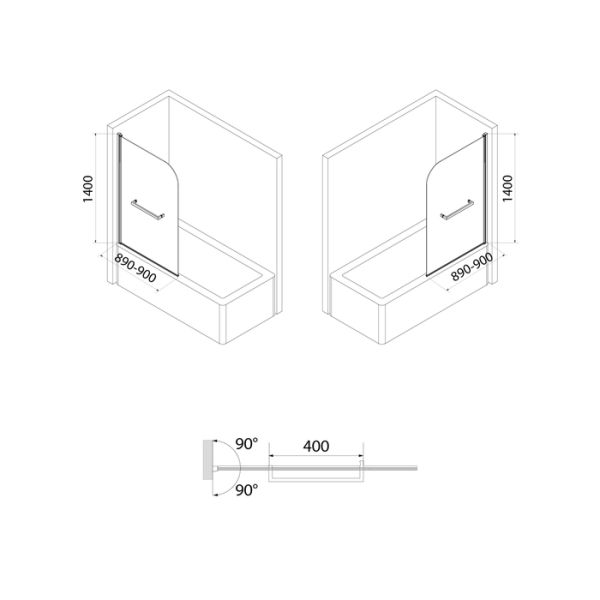 Душевые шторки на ванну RAY RAY6CS9i90