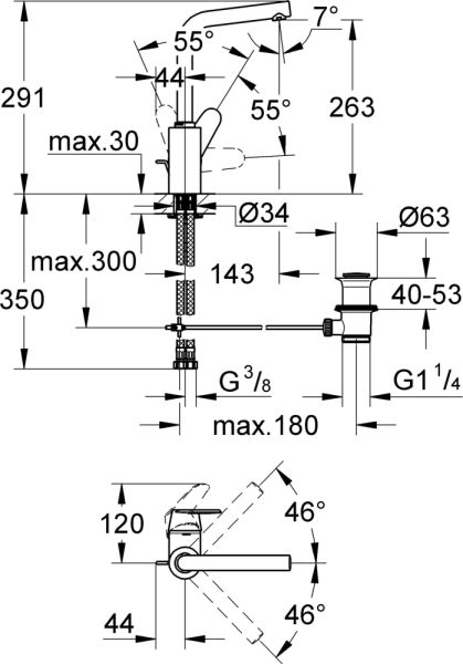 EURODISK Cosmopolitan Смеитель для Раковины высокий нос 23054002