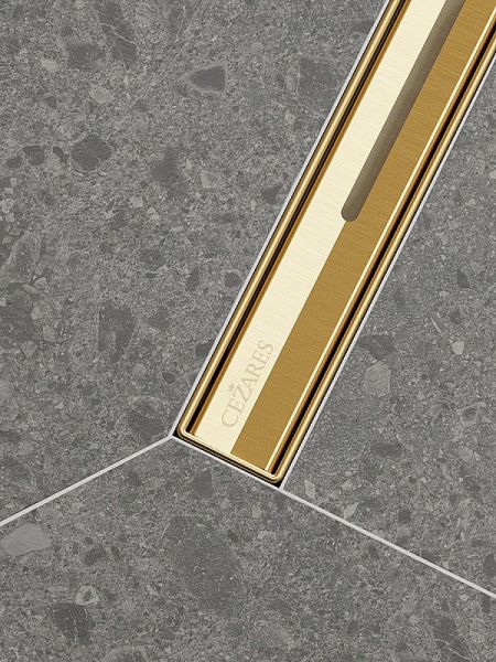 Душевой трап (лоток) Cezares Lux LUX-LD-70-BORO 70 см, с решеткой, щелевой, золотой матовый