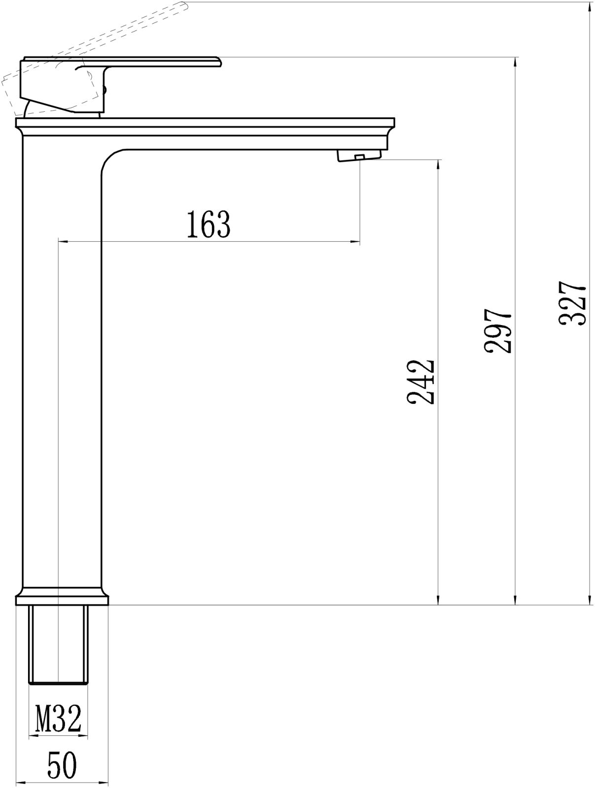 Смеситель для раковины высокий Savol S-600301G