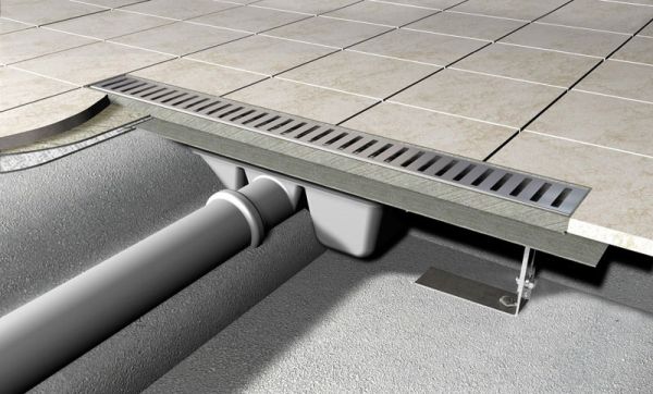 Симпл Желоб водоотводящий L 550 мм, с порогами для перфорированной решотки, сгоризонтальным стоком