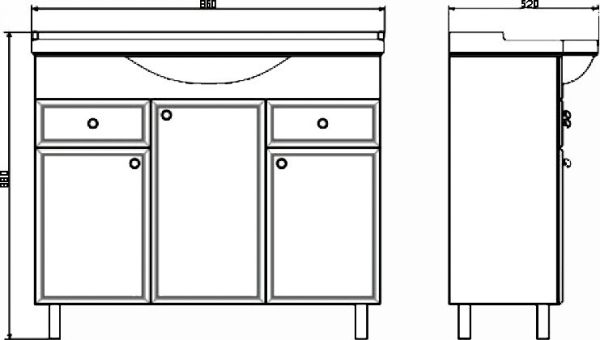 Сочи-85 Тумба-умывальник белая с раковиной Сенеж 87 COMFORTY