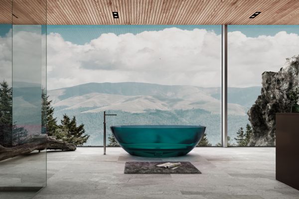 ABBER Kristall AT9702Aquamarin  Прозрачная ванна бирюзовая