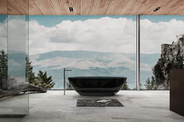 ABBER Kristall AT9702Onyx Прозрачная ванна черная