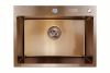 Мойка врезная AGATA BZ6050-AS Бронза 60х50 см с квадратнымотверстием 3,0 х 1,0 мм, глубина 220 мм сифон, коландер, дозатор