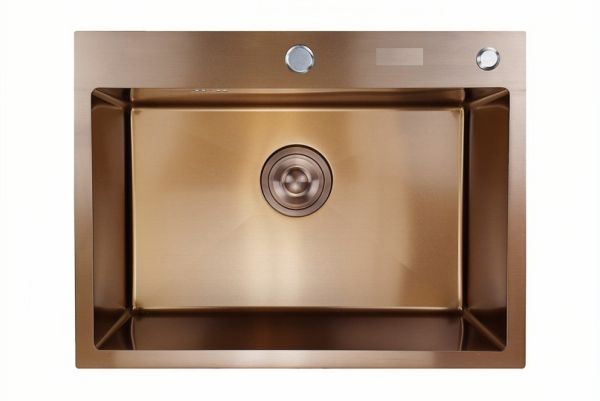 Мойка врезная AGATA BZ6050-AS Бронза 60х50 см с квадратнымотверстием 3,0 х 1,0 мм, глубина 220 мм сифон, коландер, дозатор