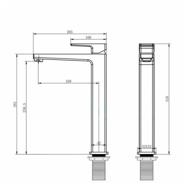 Kern 1555 Black Смеситель для раковины высокий