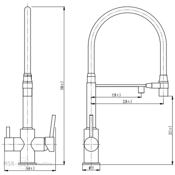 KERN 2074 GUN  Смеситель для кухни под фильтр