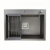 Мойка врезная AGATA B6045-AS Графит 60х45 см с квадратным отверстием3,0 х 1,0 мм, глубина 210 мм сифон, коландер, дозатор