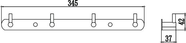 S-007214H Планка с крючками (4 крючка) Savol