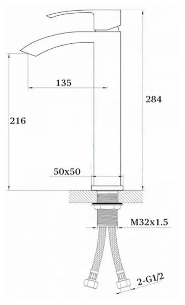 Kern 1565 Whate  Смеситель для накладных раковин высокий белый хром.