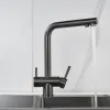 Смеситель для кухни Shevanik S468T с подключением фильтра питьевой воды, SUS304, оружейная сталь