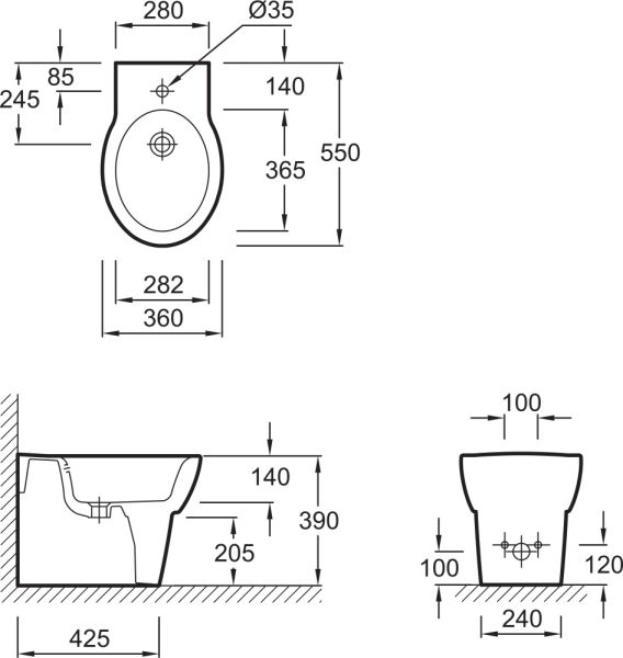Биде напольное Jacob Delafon Ove E1705