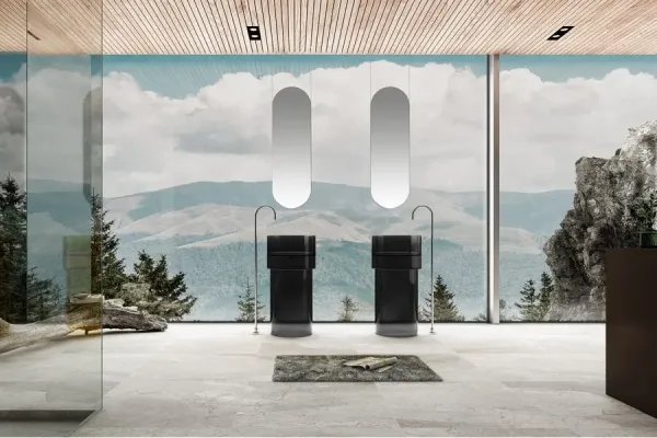 Раковина отдельностоящая прозрачная ABBER Kristall AT2701Onyx черная