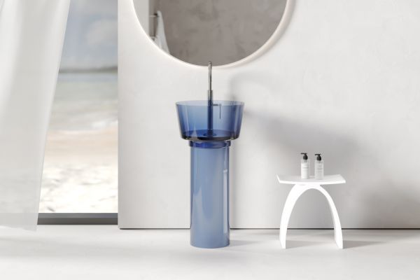 Раковина отдельностоящая прозрачная ABBER Kristall AT2702Saphir синяя