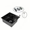 Мойка врезная AGATA B5050-AS Графит 50х50 см с квадратным  отверстием 1,0 мм, глубина 220 мм сифон, каландер, дозатор.