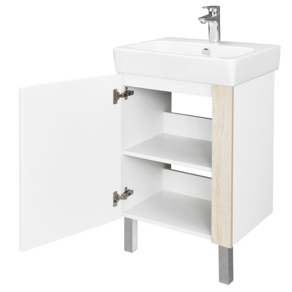 АКВАТОН. Тумба-умывальник Кантри 55 Белый/Дуб Верона 1A257601AHB20