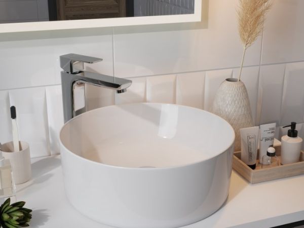 Смеситель для раковины Cersanit GEO, высокий, сливной гарнитур, 63043