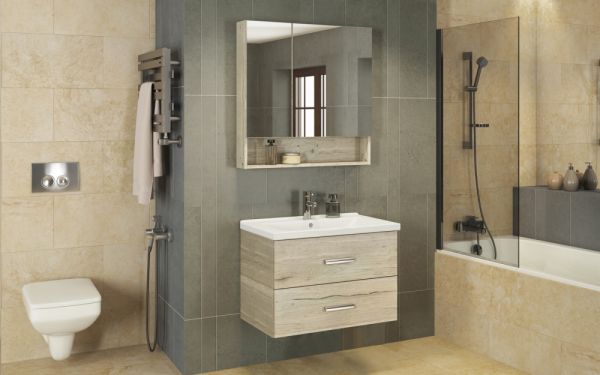 Тумба с раковиной Comforty Парма 80 дуб дымчатый