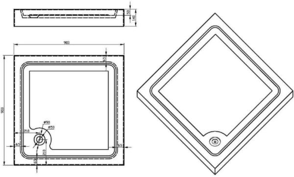 Душевой поддон (JOY-FIESTA) 100*100*140 К3