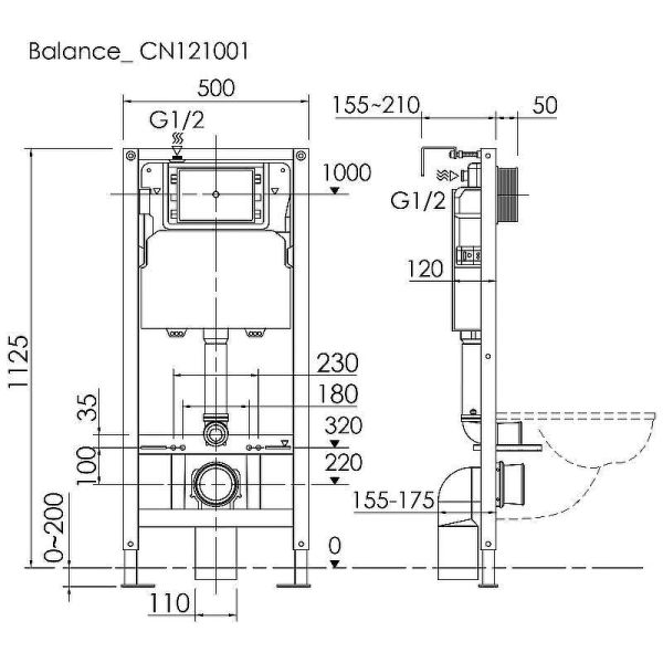 Система инсталляции для унитазов Balance CN121001  Ceramicanova