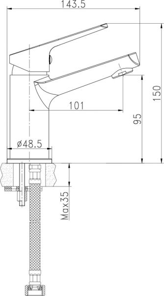 Смеситель для раковины Cersanit  FLAVIS, 63034