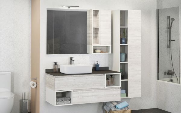 Прага 120 Зеркало-шкаф дуб белый  COMFORTY