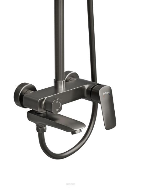 Душевая стойка с изливом для ванны DUE-VSCM-GM оружейная сталь  BelBagno