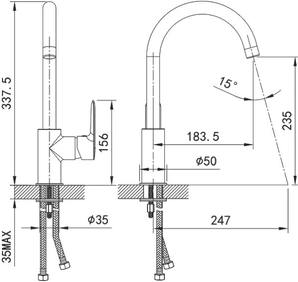 Cuba Смес. для Кухни хром