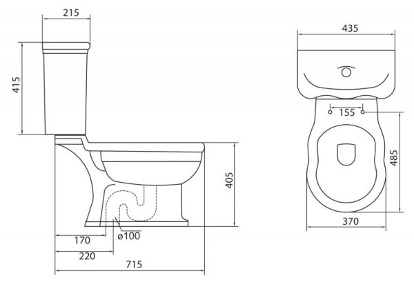 Унитаз-компакт BelBagno Boheme BB115CPS S-trap, с крышкой-сиденьем BB115SCM-ORO