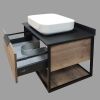 Кёльн-75 Тумба-умывальник дуб темный с черной столешницей c рак. COMFORTY T-Y9378