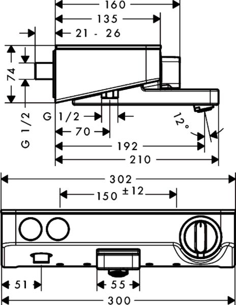 Термостат д/Ванны Tablet Select 13151000