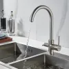 Смеситель для кухни Shevanik S128L с подключением фильтра питьевой воды, сатин