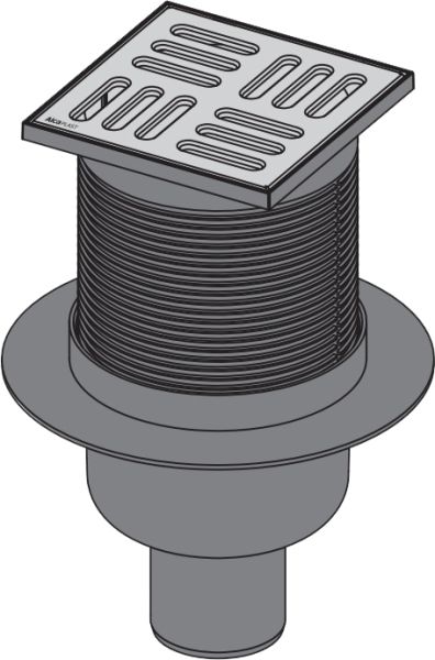 Сливной трап 105* 105/50, подводка  прямая, решетка  нержавеющая сталь, г-м APV2 ALCAPLAST
