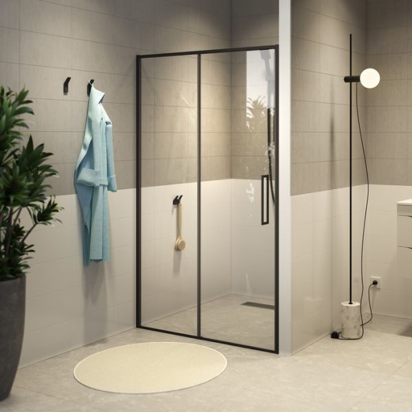 Душевые ограждения в проем  SLIDE SLI6BS3i69  черный профиль 130см