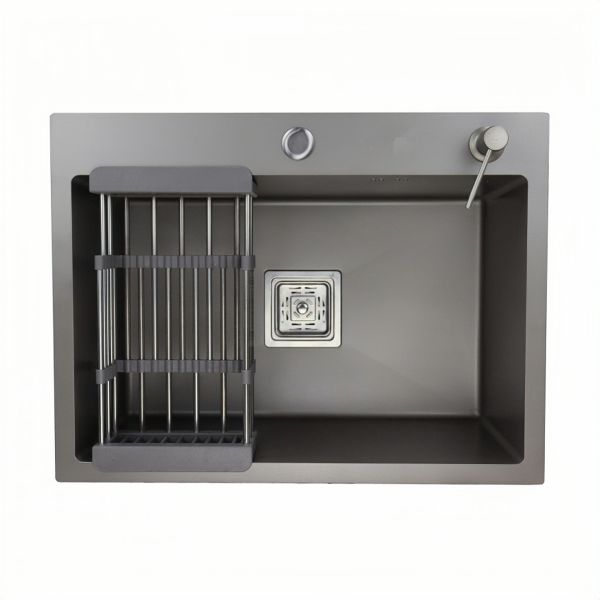 Мойка врезная AGATA B5050-AS Графит 50х50 см с квадратным  отверстием 1,0 мм, глубина 220 мм сифон, каландер, дозатор.
