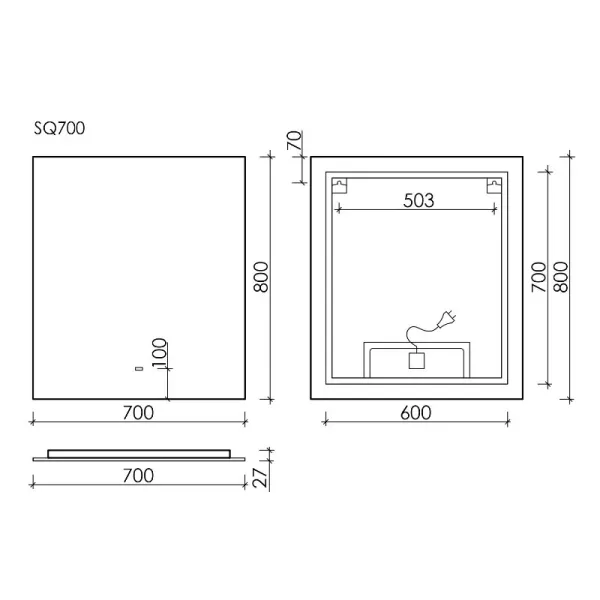 SANCOS SQUARE 800х700 Зеркало для ванной с подсветкой