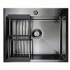 Мойка врезная AGATA B6050-AR Графит 60х50 см с круглым отверстием 1,0 мм, глубина 220 мм сифон, каландер, дозатор