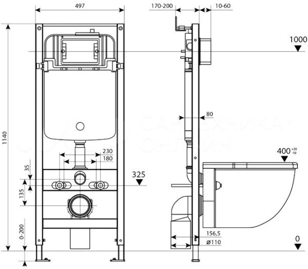 Profix, IDDIS PRO0000i32 Инсталляция рамная для подвесного унитаза, универсальная без кнопки