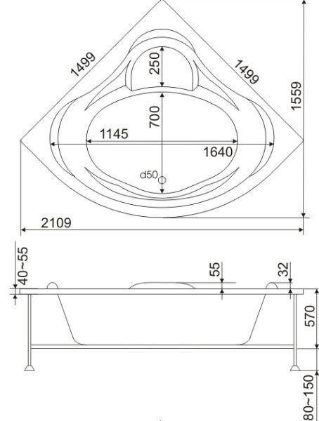 Ванна  МОДЕНА  1500х1500