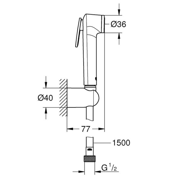 Гигиенический душ Tempesta-F (настенный держатель, шланг 1500мм)  26353000