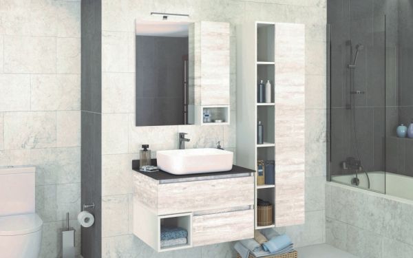 Прага 75 Зеркало-шкаф дуб белый  COMFORTY