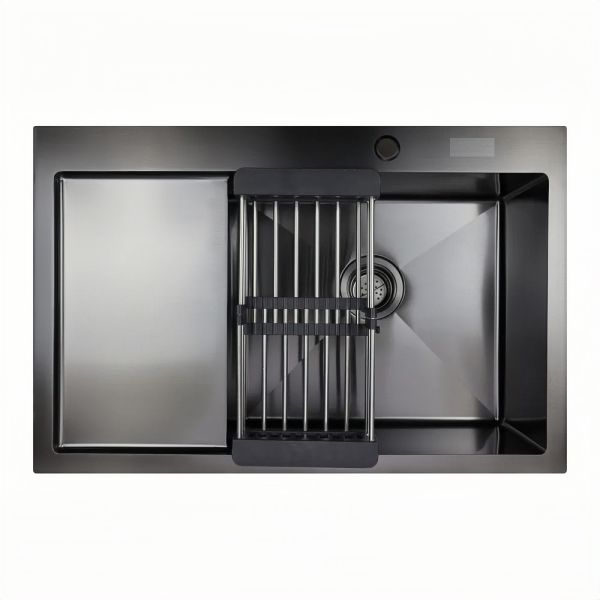 Мойка врезная AGATA C7851R-R Сатин 78х51 см с круглым отверстием 1,0 мм, глубина 220 мм сифон, каландер, дозатор