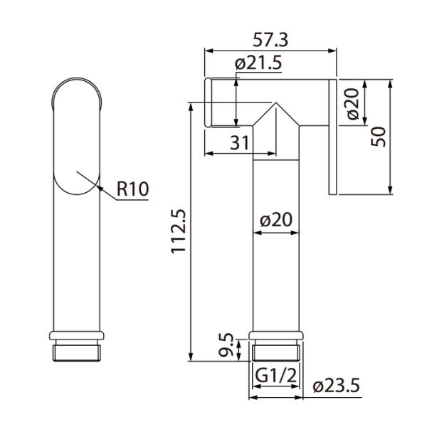 Гигиеническая лейка чёрная латунь 020BBLGi20 IDDIS