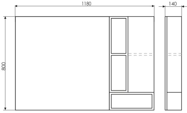 Прага 120 Зеркало-шкаф дуб белый  COMFORTY