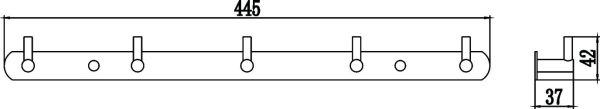 S-007215C Планка с крючками (5 крючков) бронза Savol