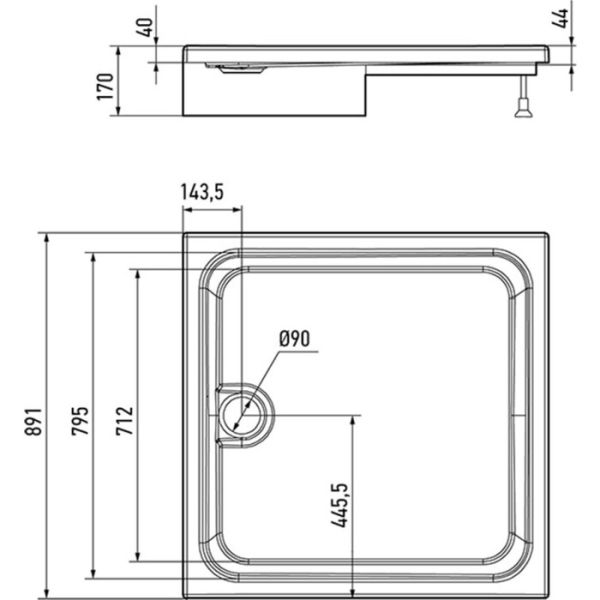 Акриловый поддон BelBagno TRAY-BB-R-90-550-15-W